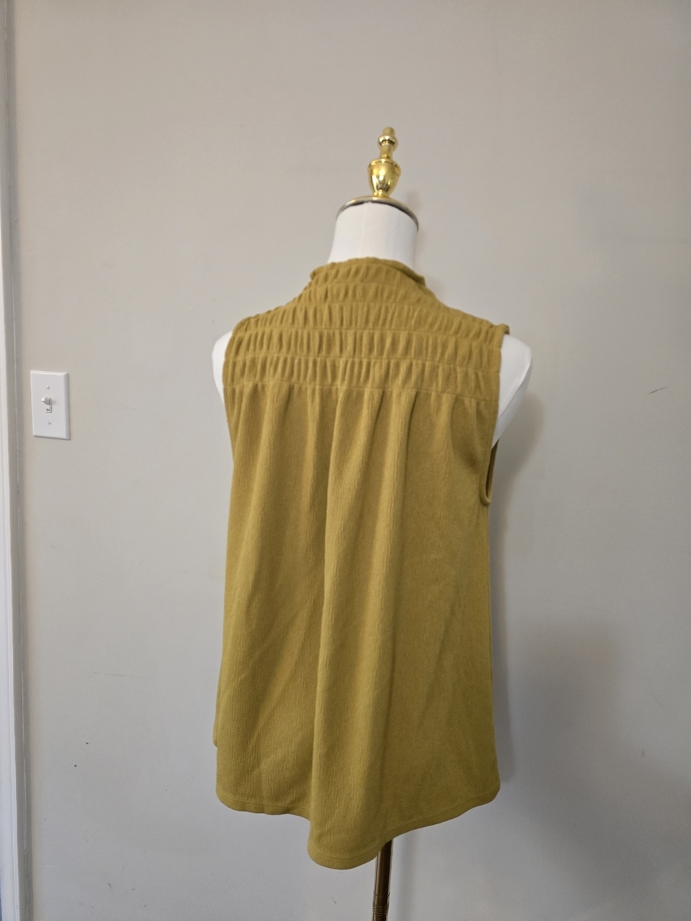 Ann Taylor Factory Mustard Smocked High-Neck Tank - Picture 3 of 4